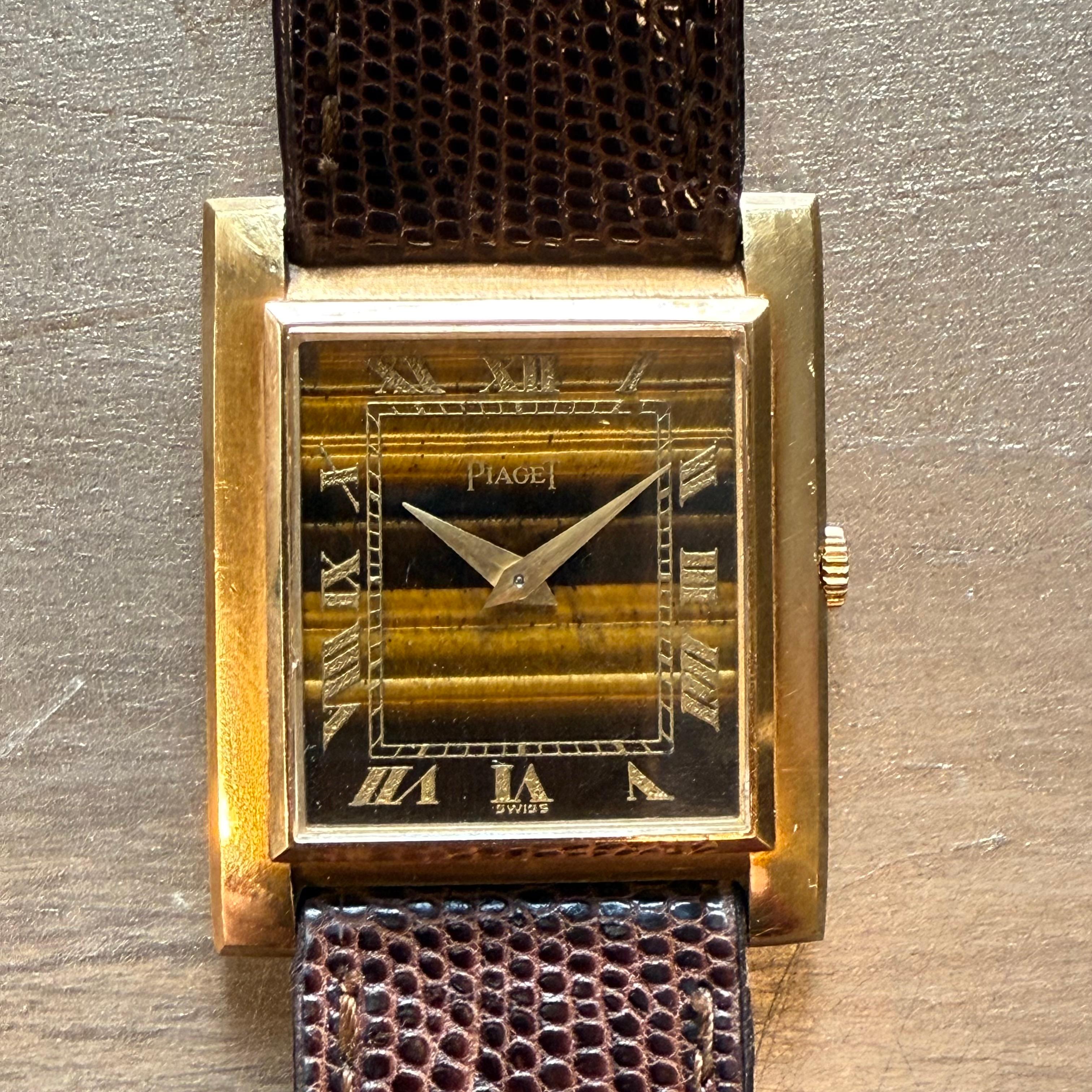 Taglio singolo Raro Piaget 9057 occhio di tigre in oro giallo degli anni '90 in vendita
