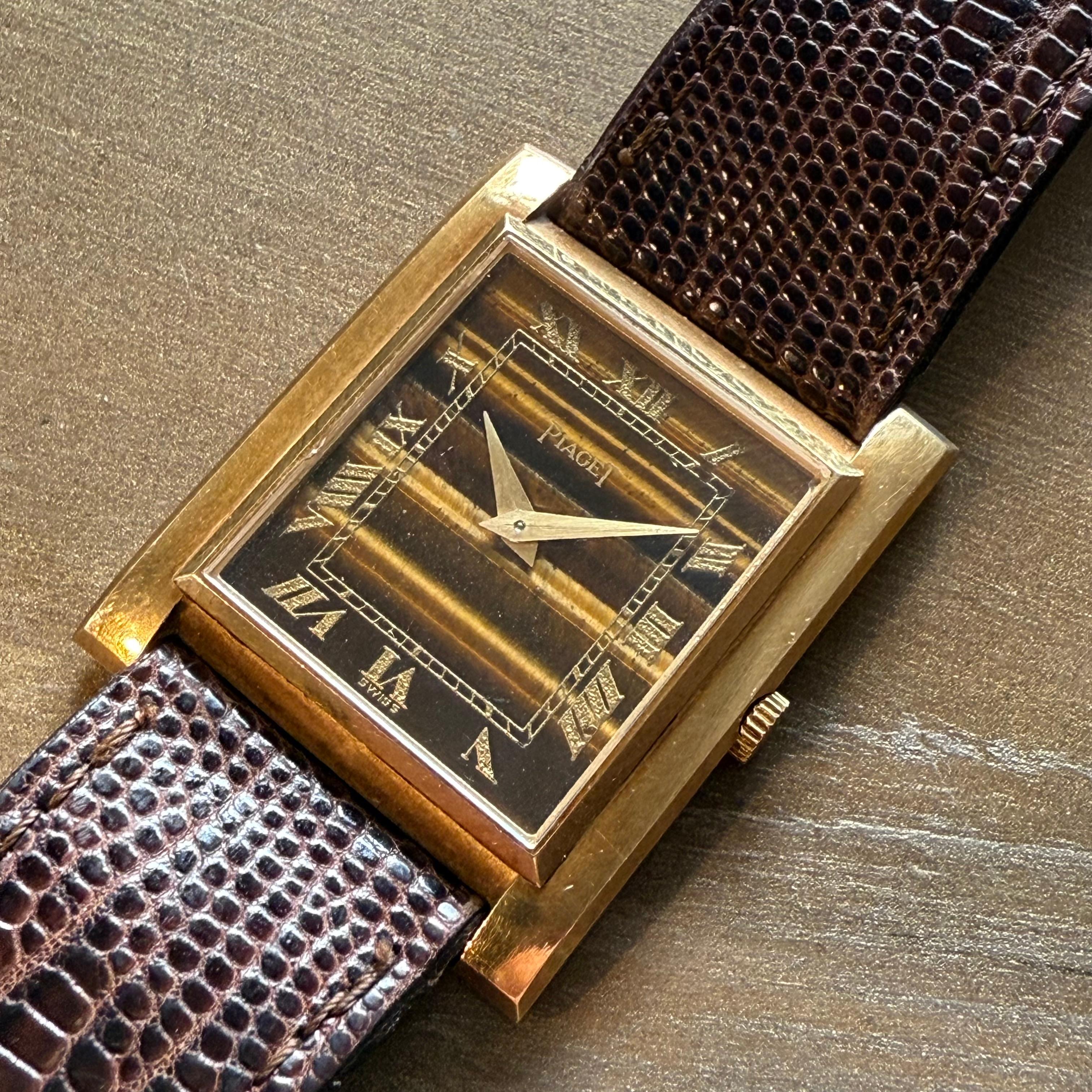 Raro Piaget 9057 occhio di tigre in oro giallo degli anni '90 In condizioni buone in vendita a Gazzaniga (BG), IT