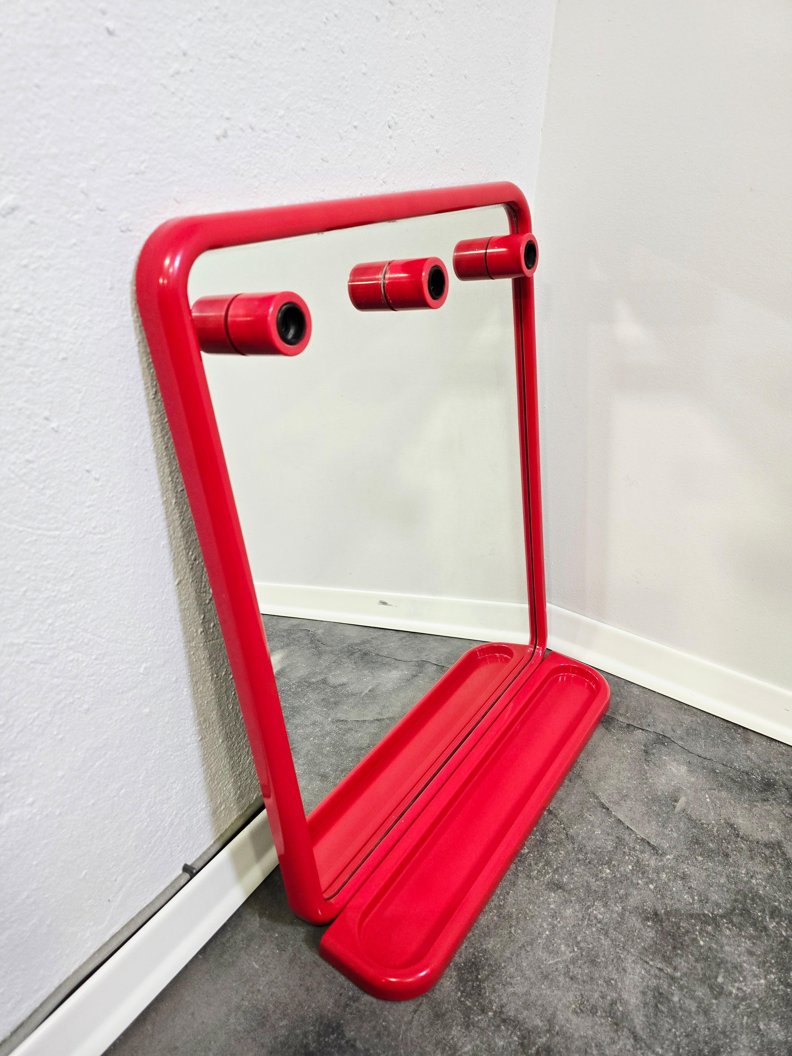 90s Red Mirror with Shelf For Sale 3