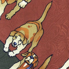 90s Roberta di Camerino Vintage dogs printed silk logoed foulard