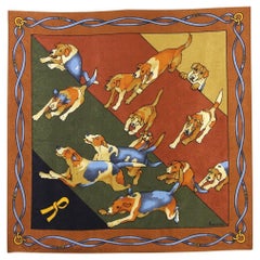 90s Roberta di Camerino Vintage dogs printed silk logoed foulard