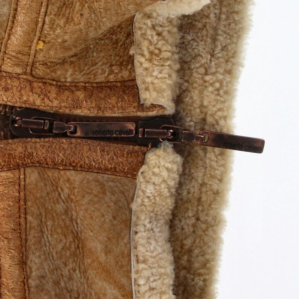 90s Roberto Cavalli Vintage beige leather sheepskin jacket 4