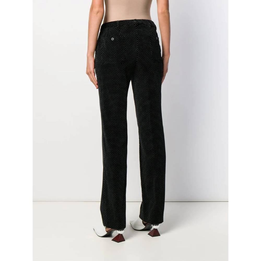 90s Romeo Gigli black cotton velvet trousers with white polka dots In Excellent Condition For Sale In Lugo (RA), IT