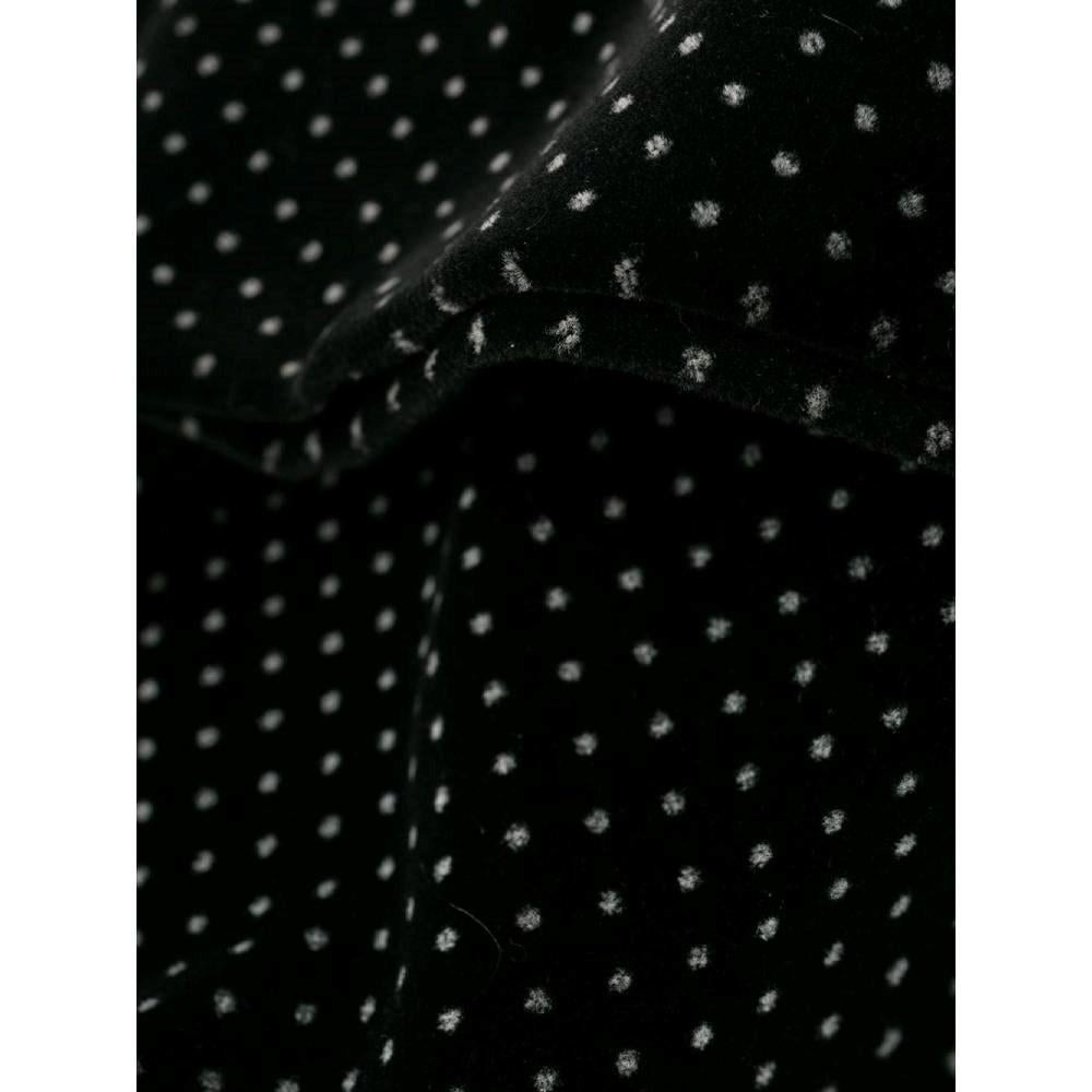 90s Romeo Gigli black cotton velvet trousers with white polka dots For Sale 2