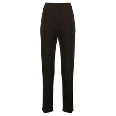 90s Romeo Gigli black viscose blend trousers with burgundy pinstripe pattern