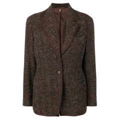 90s Romeo Gigli Brown cashmere-wool blend tweed jacket