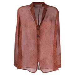 90s Romeo Gigli brown silk semitransparent blouse