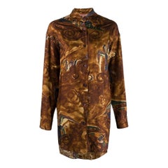 90s Romeo Gigli brown silk shirt with multicolor angels print Vintage 90s Romeo Gigli brown silk shirt with multicolor angels print