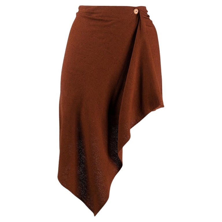 90s Romeo Gigli brown silk skirt at 1stDibs
