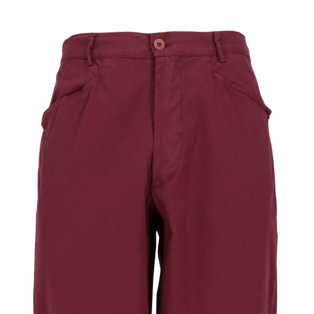 90s Romeo Gigli burgundy cotton trousers In Excellent Condition For Sale In Lugo (RA), IT