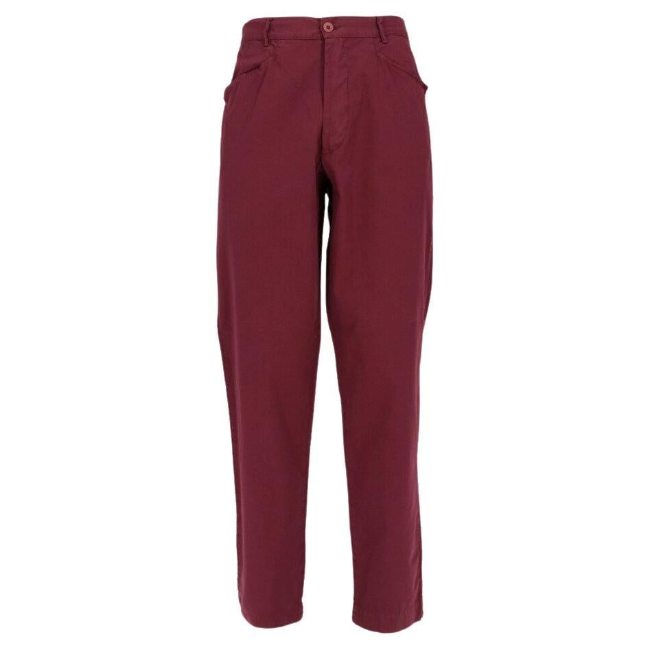 90s Romeo Gigli burgundy cotton trousers For Sale