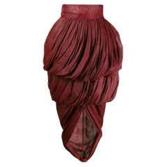 90s Romeo Gigli burgundy linen blend silk skirt