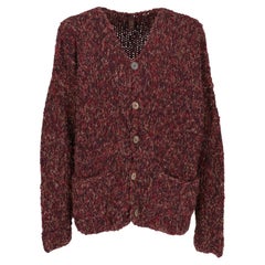 90s Romeo Gigli burgundy, purple and beige wool cardigan