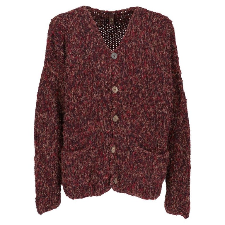 90s Romeo Gigli burgundy, purple and beige wool cardigan For Sale at ...