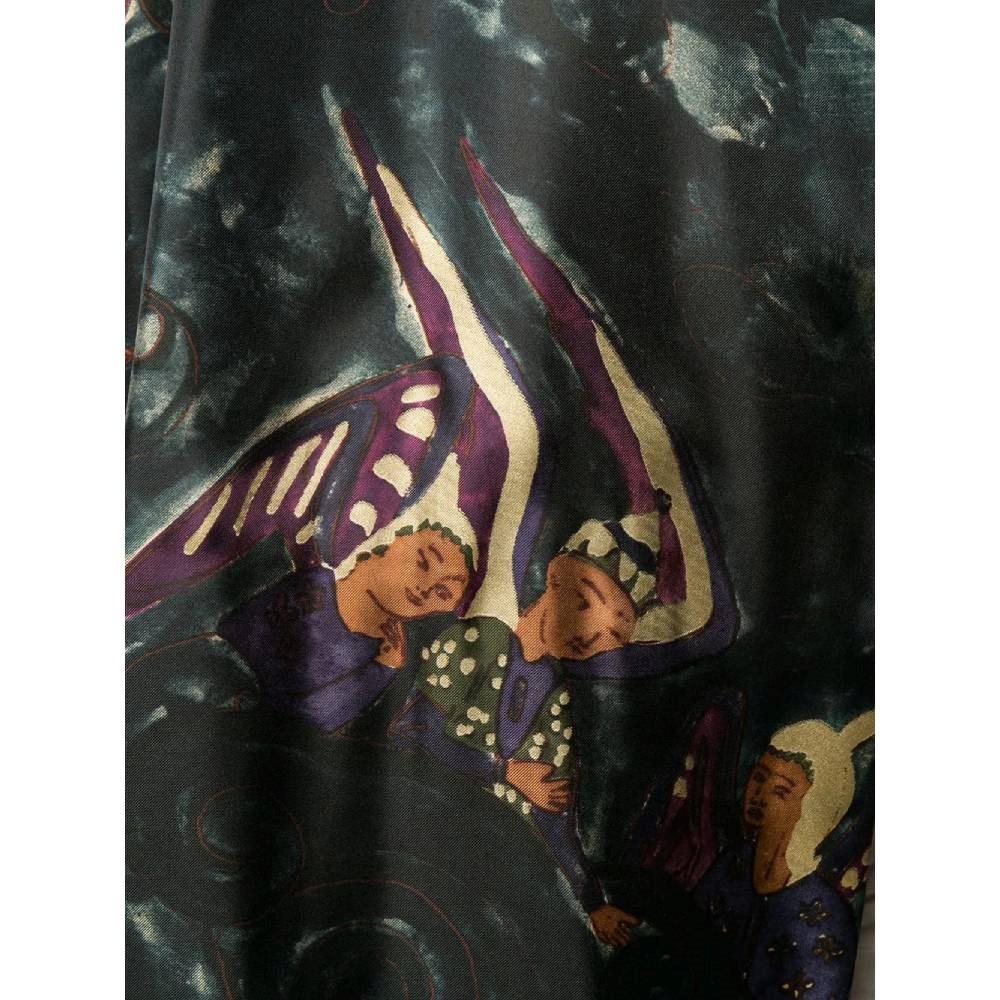 Women's 90s Romeo Gigli multicolour silk angel print maxi top