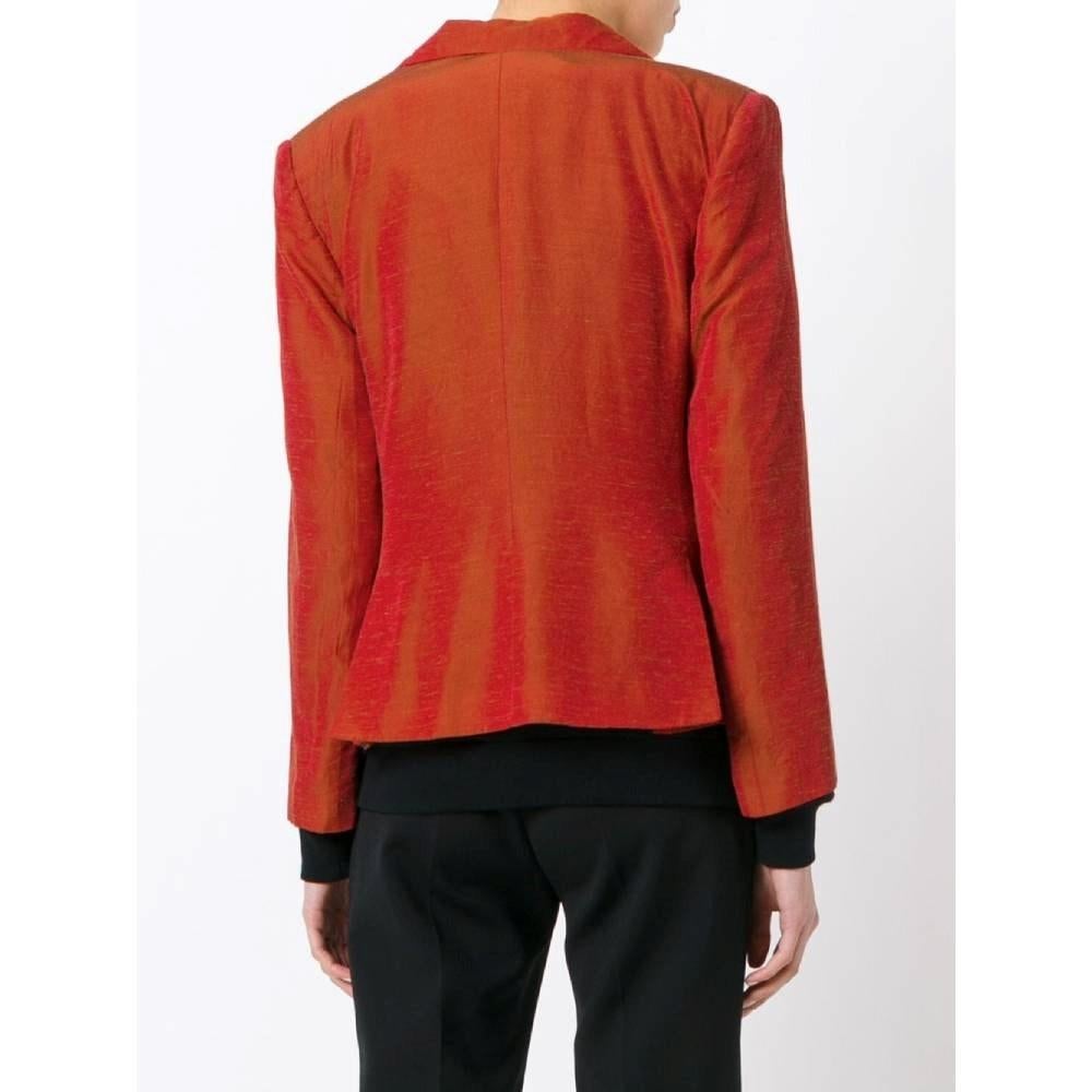 Red 90s Romeo Gigli orange red fitted jacket For Sale