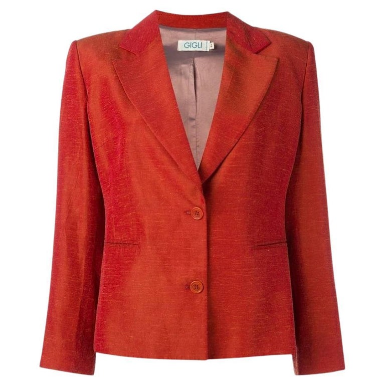 90s Romeo Gigli orange red fitted jacket For Sale at 1stDibs