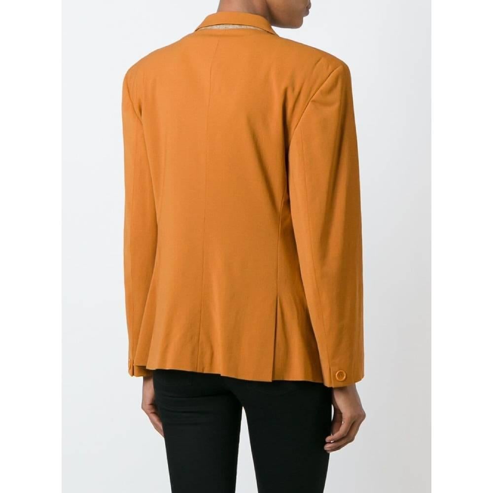 Orange 90s Romeo Gigli orange wool jacket with orange iridescent lining For Sale