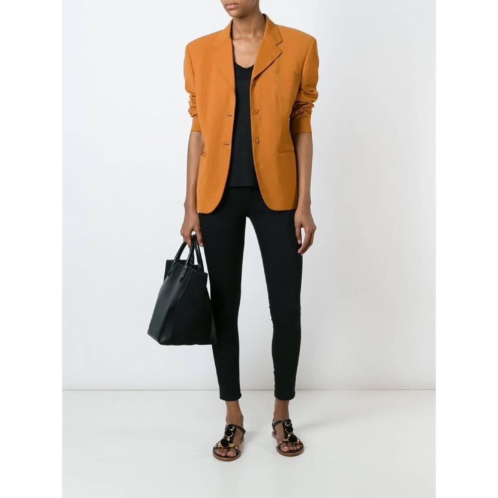 Women's 90s Romeo Gigli orange wool jacket with orange iridescent lining For Sale