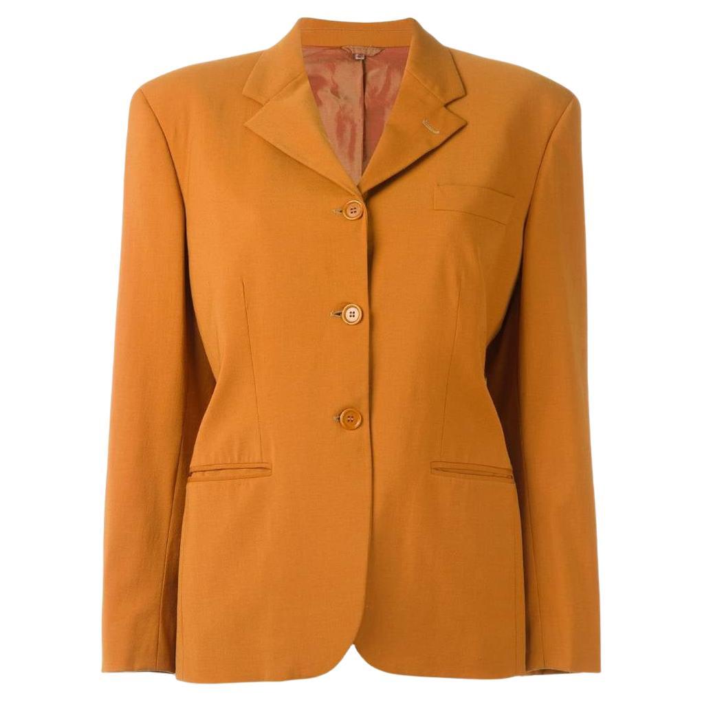 90s Romeo Gigli orange wool jacket with orange iridescent lining For Sale
