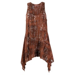 90s Romeo Gigli perforated brown cotton tank top