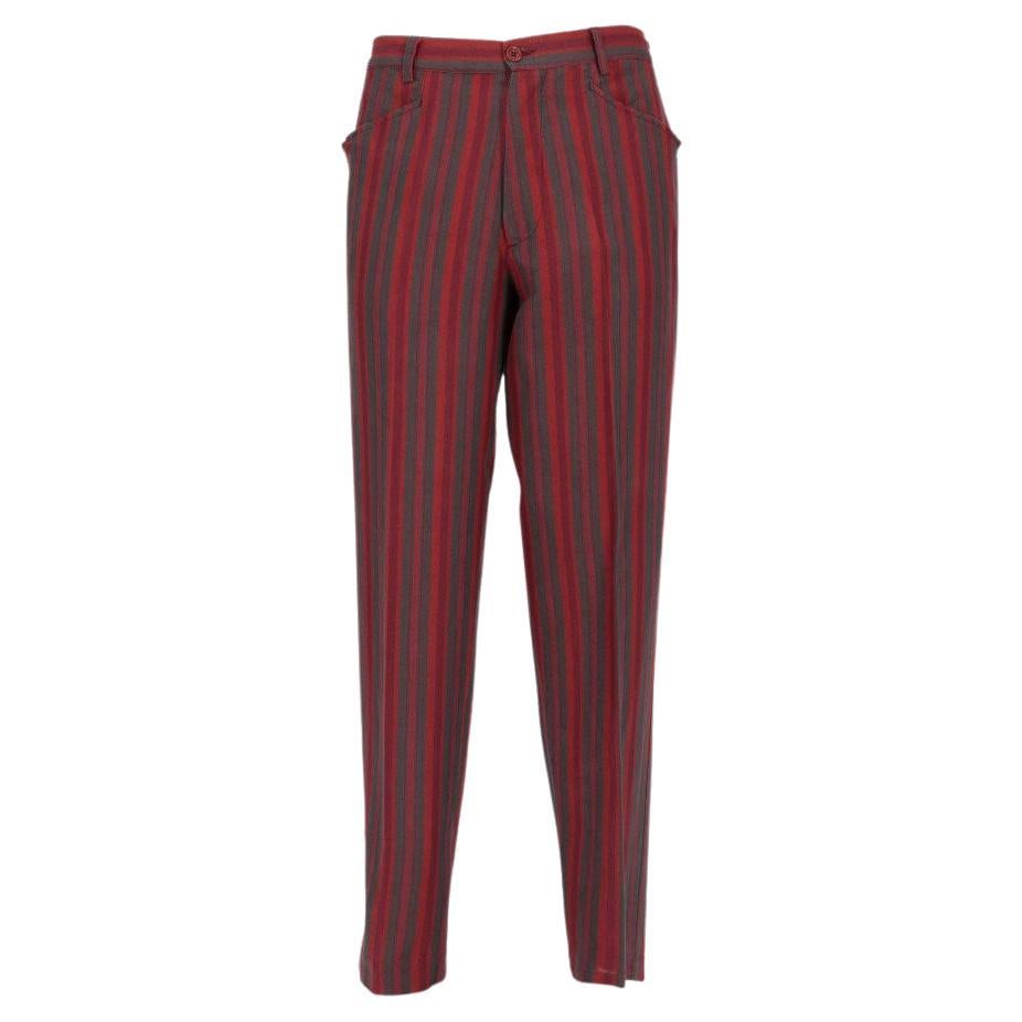 90s Romeo Gigli striped blend cotton and linen trousers For Sale at 1stDibs