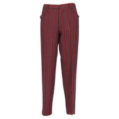 90s Romeo Gigli striped blend cotton and linen trousers