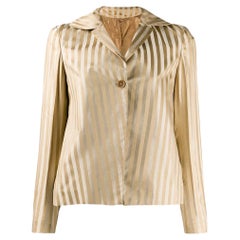 90s Romeo Gigli Vintage beige silk jacket with gold stripes