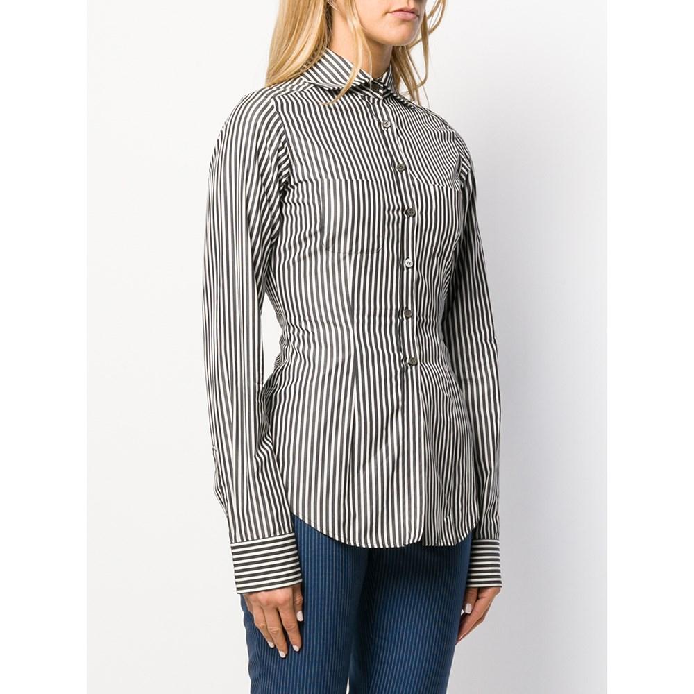 Black 90s Romeo Gigli Vintage black and white striped cotton shirt For Sale