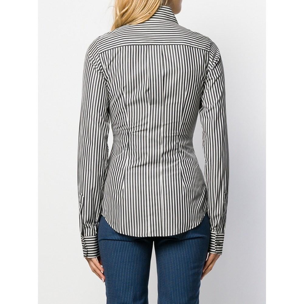 90s Romeo Gigli Vintage black and white striped cotton shirt In Excellent Condition For Sale In Lugo (RA), IT