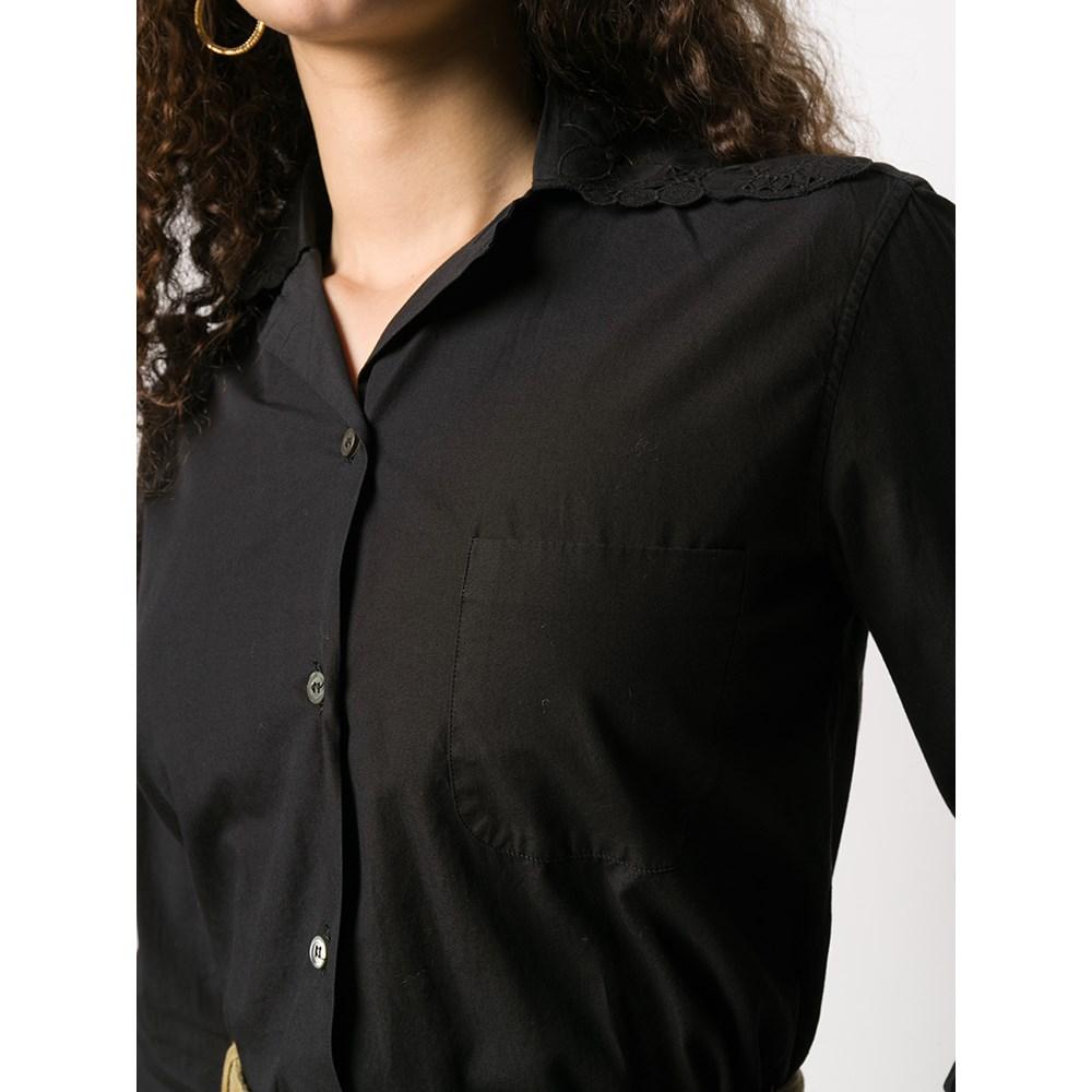 Women's 90s Romeo Gigli Vintage black cotton embroidered shirt For Sale