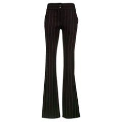 90s Romeo Gigli Vintage black wool striped palazzo trousers