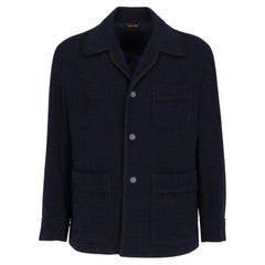 90s Romeo Gigli Vintage blue and gray tartan wool jacket
