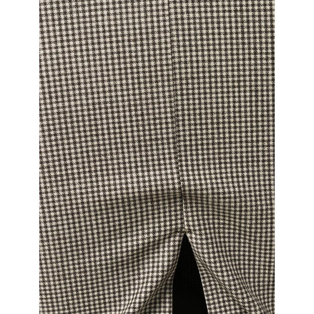 90s Romeo Gigli Vintage brown and beige houndstooth wool long tube skirt In Excellent Condition In Lugo (RA), IT
