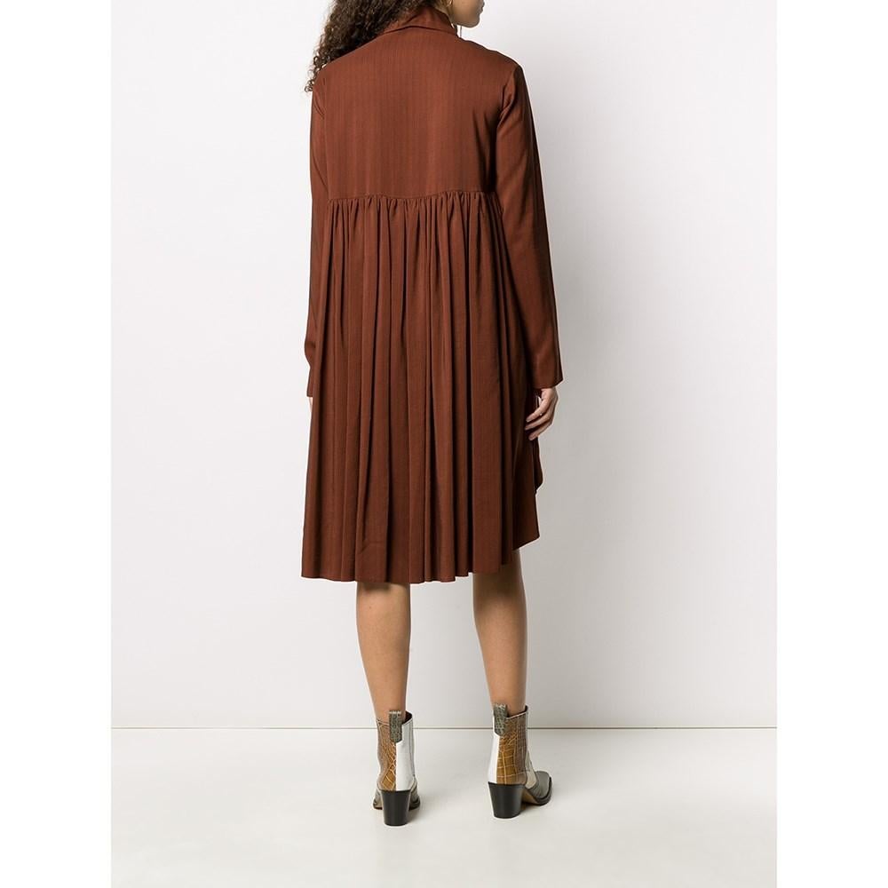 Women's 90s Romeo Gigli Vintage brown silk shirt asymmetric dress