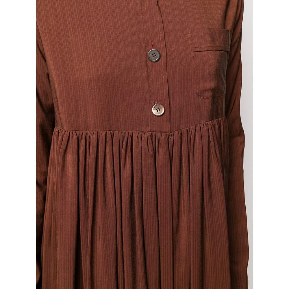 90s Romeo Gigli Vintage brown silk shirt asymmetric dress 1
