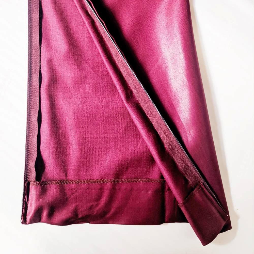 90s Romeo Gigli Vintage burgundy wool super skinny trousers For Sale 2