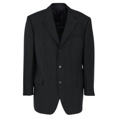 90s Romeo Gigli Vintage gray wool with pinstripe pattern jacket
