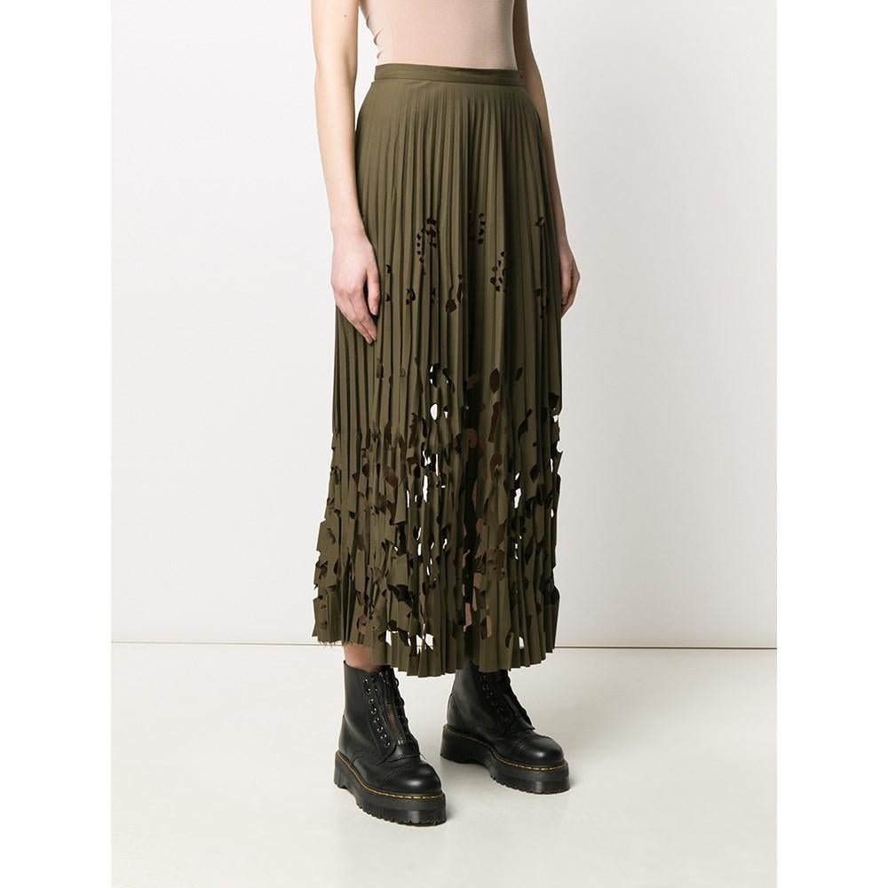 90s Romeo Gigli Vintage khaki cotton laser cut skirt In Excellent Condition For Sale In Lugo (RA), IT