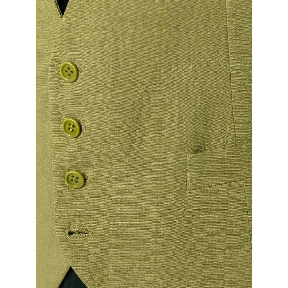 Men's 90s Romeo Gigli Vintage military green linen vest For Sale