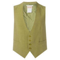 90s Romeo Gigli Vintage military green linen vest