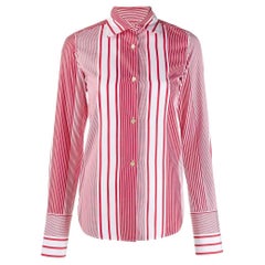 90s Romeo Gigli Vintage red and white asymmetrical striped shirt