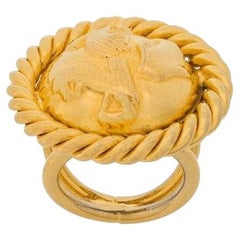 90s Salvatore Ferragamo Vintage gold-tone metal decorated ring