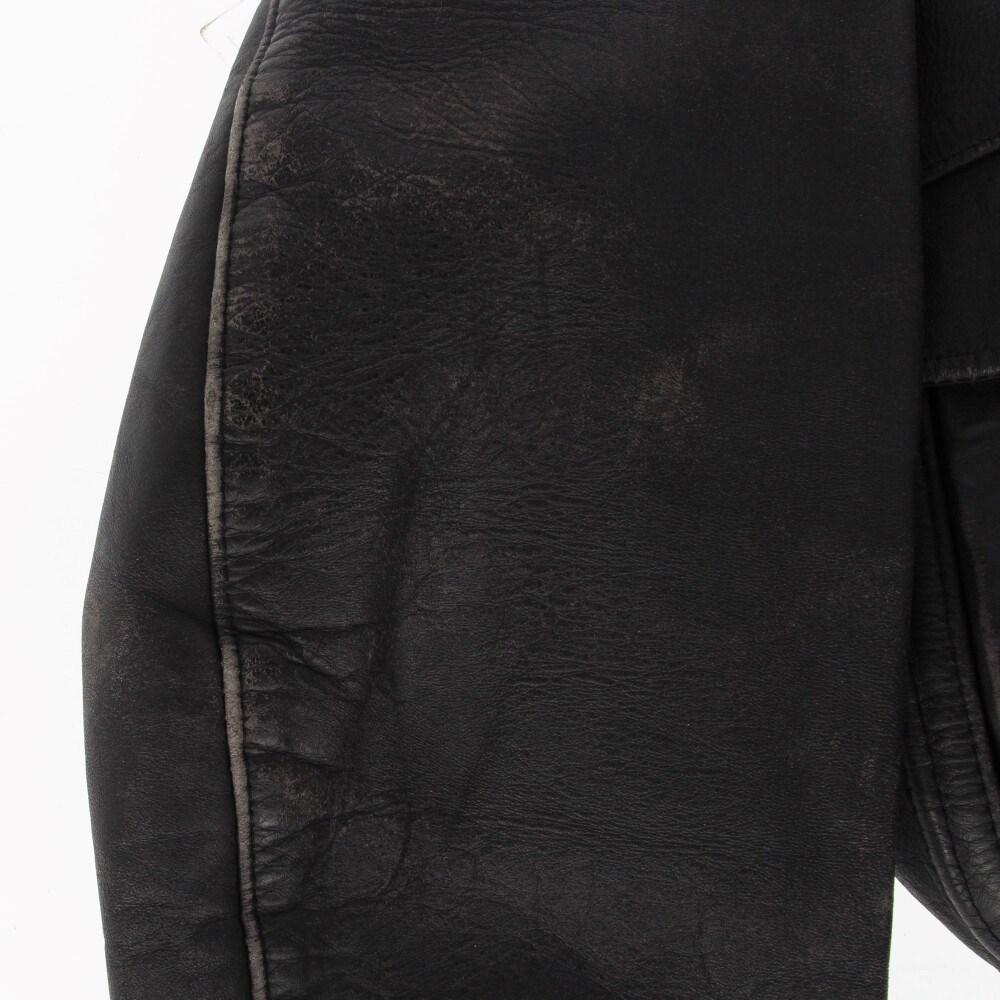 90s Schott Vintage black leather jacket with sheepskin lining For Sale 4