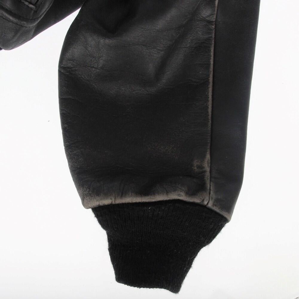 90s Schott Vintage black leather jacket with sheepskin lining For Sale 5