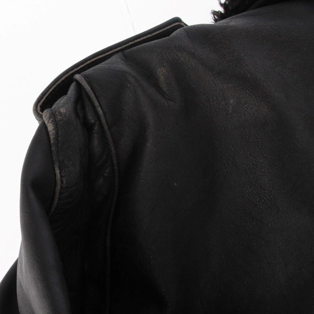90s Schott Vintage black leather jacket with sheepskin lining For Sale 9
