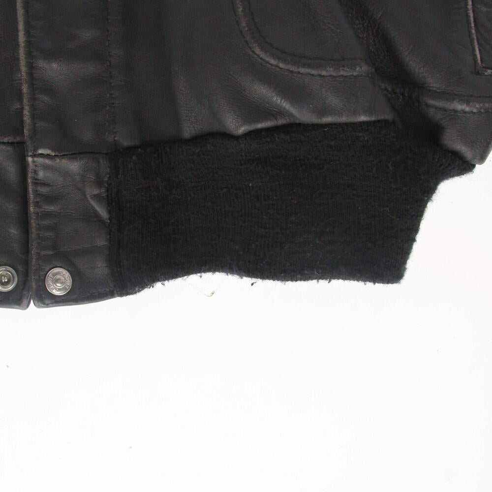 90s Schott Vintage black leather jacket with sheepskin lining For Sale 2