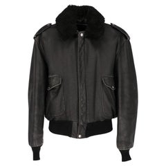 90s Schott Used black leather jacket with sheepskin lining