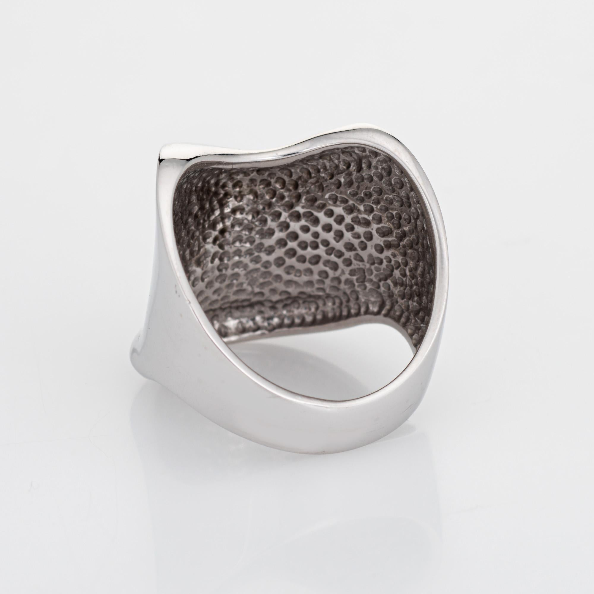Modern 90s Sculptural Ring Vintage 14k White Gold Abstract Wide Cigar Band Jewelry