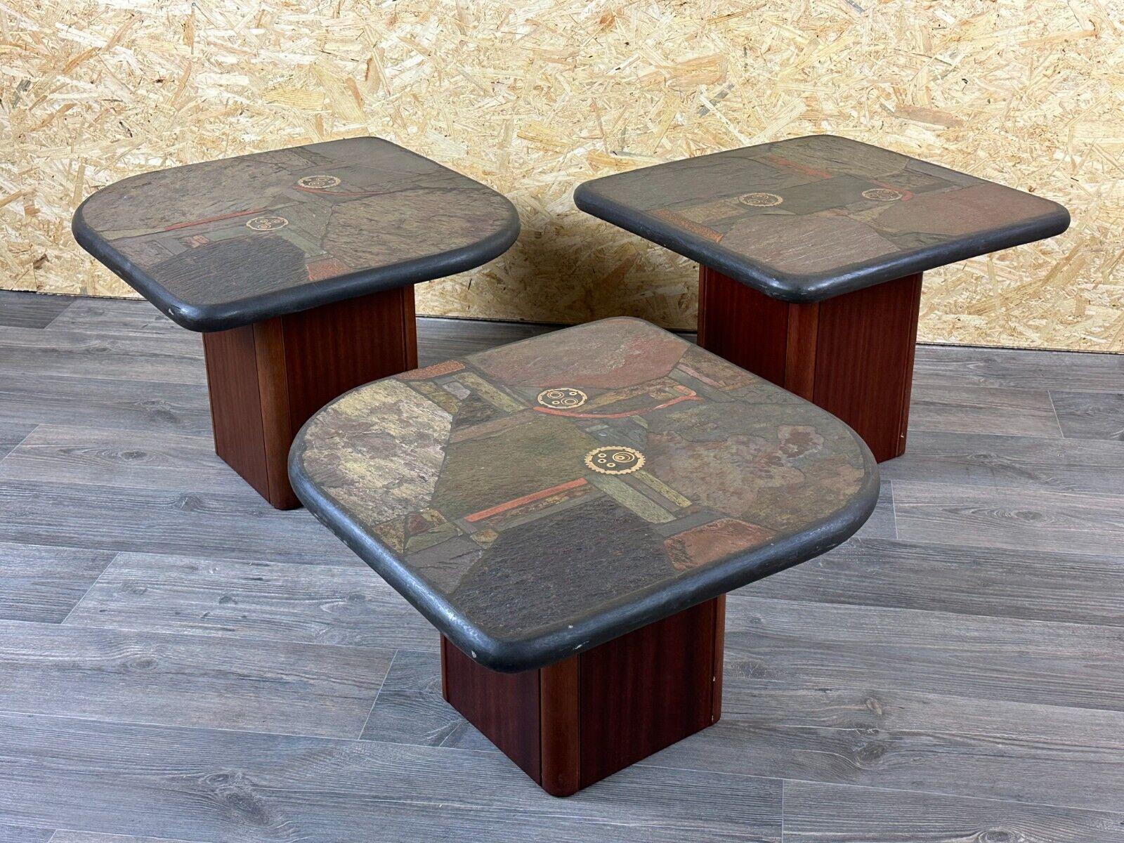 90s set of 3 brutal coffee tables with mosaic by Paul Kingma for Kneip In Good Condition For Sale In Neuenkirchen, NI